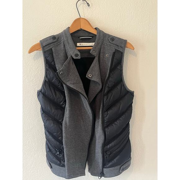 Women's Blanc Noir Down Feathers Vest Gray Black Netting Design Sz Med - Picture 2 of 7